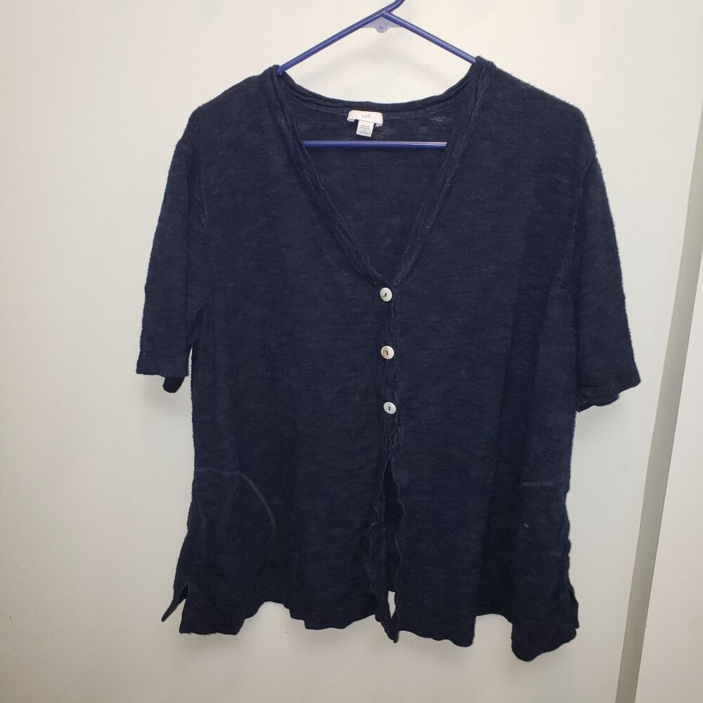 Jjill Navy Blue Short Sleeve Botton Down Shirt Size 3x